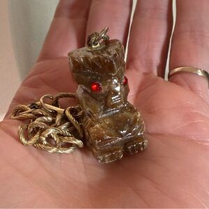 Vintage 1950 1960 Modernist Hawaiian Tiki Gold Brown Glass Charm Bracelet MCM